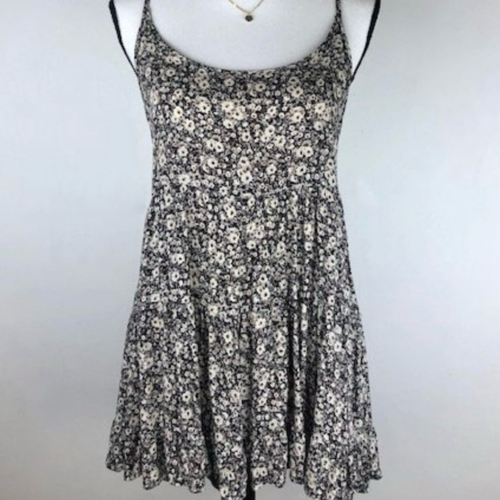Brandy Melville Floral Babydoll Cami Dress One Size Black and White